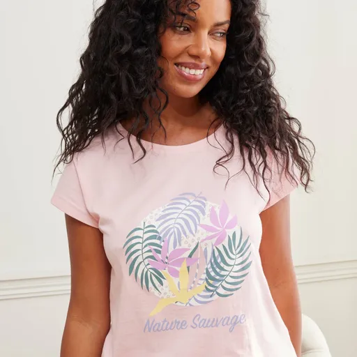 Cămașă de pijama cu mânecă scurtă cu imprimeu Nature Sauvage