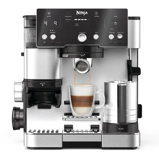 Espressor automat 2in1 Ninja Luxe Café Essential ES501EU, 1650W, 9 bar, 2 L, Barista Assist, Mod apa fierbinte, 4 moduri, 3 setari de temperatura, Ino