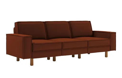 Canapea 3 locuri, Atelier del Sofa, 918CMF1250, Otel, Roșu de țiglă / Nuc