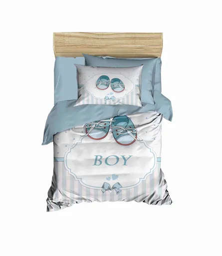 Lenjerie de pat pentru copii, L'essentiel Maison, PH110, Albastru / Gri / Alb