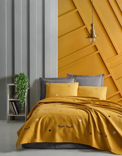 Set cuvertura pique dubla, L'essentiel Maison, Dide, Galben