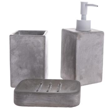 Set de accesorii de baie din ciment Bain 3 buc,gri, gri