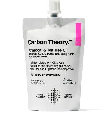 Carbon Theory Pleťový peeling Charcoal & Tea Tree Oil Breakout Control (Facial Exfoliating Scrub) 125 ml