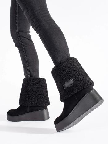 Botine negre pentru femei, la modă, pe cupă
