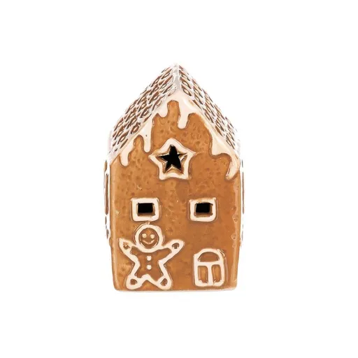 Decorațiuni de Crăciun Casă din turtă dulce cuiluminare LED, ceramică, 9 cm