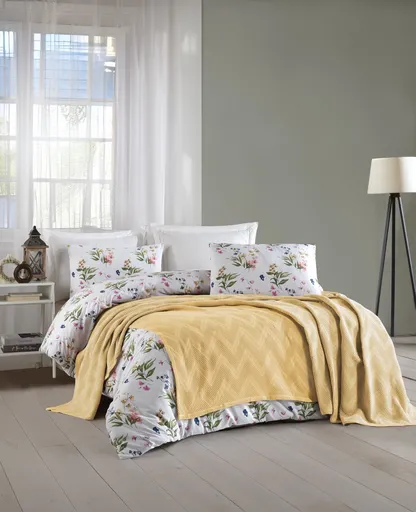 Set cuvertura pique dubla, L'essentiel Maison, Zigzag, Galben