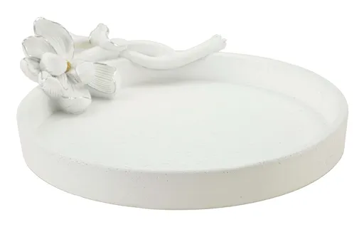Tava decorativa Magnolia, Mauro Ferretti, 24x21x6 cm, polirasina, alb