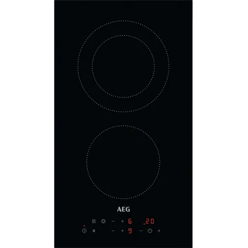 Plita vitroceramica incorporabila AEG HRB32310CB, 2900W, 2 zone, 9 trepte, OptiHeat, Timer, Electrica, Negru
