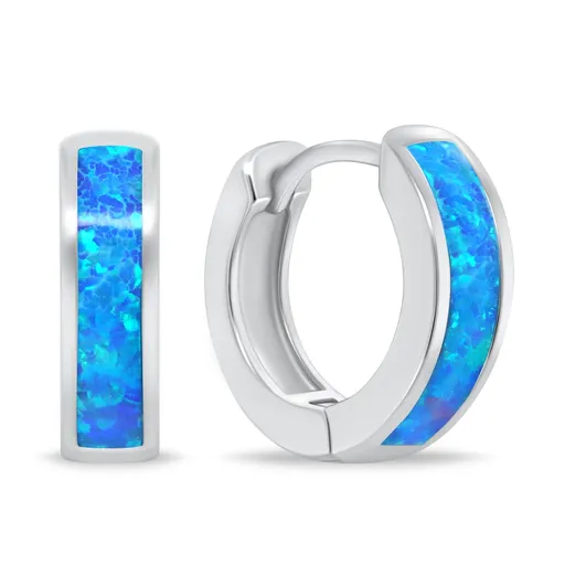 Brilio Silver Cercei rotunzi de argint cu opal albastru EA1047WB