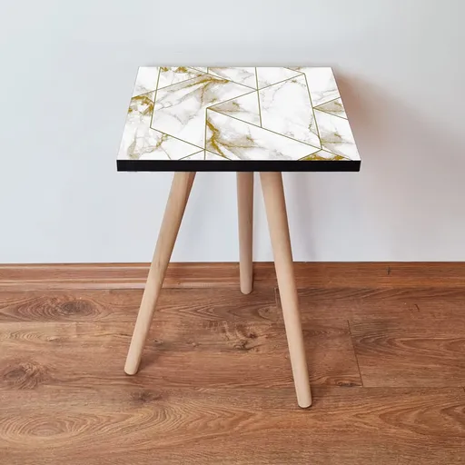 Masuta, Hanah Home, Shp228, 35x42x35 cm, Alb/Auriu