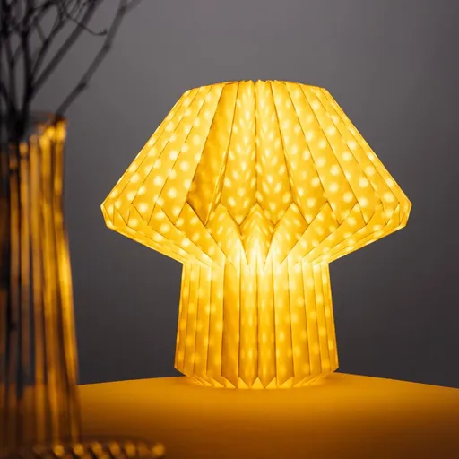 Lampa de masa forma ciuperca Galla, Homla, 27x38 cm, hartie, ecru