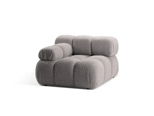 Modul stanga pentru canapea, 1 loc, Bellis-213, Micadoni Home, 94x94x70 cm, tesatura boucle, gri deschis
