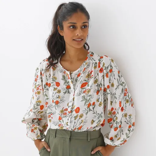 Bluză cu imprimeu cu flori de pajiște