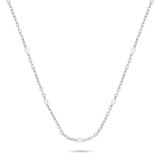 Brilio Silver Colier de argint cu mărgele albe NCL112W