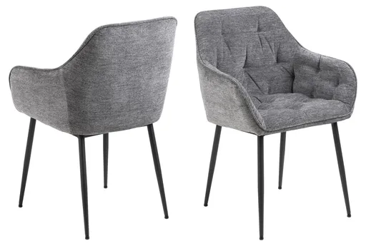 Scaun Brooke, Actona, 58x55x83 cm, tesatura Chenille/otel, antracit