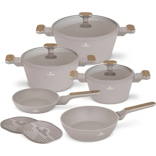 BerlingerHaus Set de vase cu suprafață din titanTaupe  Nordic, 10 piese, maro taupe