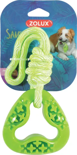 Câine jucărie triunghiulară cu frânghie