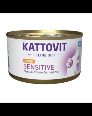 KATTOVIT Feline Diet Sensitive Chicken hrana umeda dietetica pentru pisici cu intolerante, alergii alimentare, cu pui 85 g