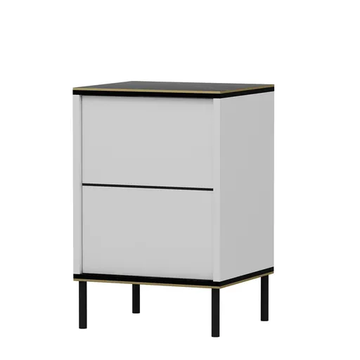 Noptieră Imaj White Marble, alb + negru