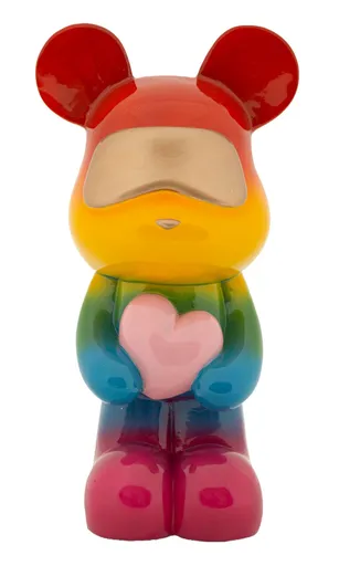 Figurina /sculptura decorativa Rainbow Standing Teddy, Mauro Ferretti, 22.5x17.5x42.5 cm, polirasina, multicolor