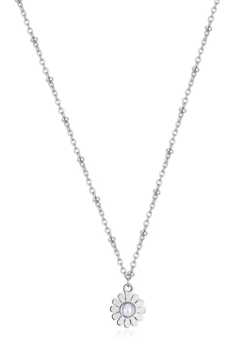 S'Agapõ Colier din oțel Floare cu perlă Message SSG25