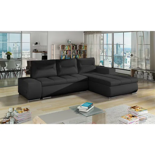 Coltar extensibil dreapta 4 locuri ELTAP, Ov28, Ottavio, 275x180x85 cm, lemn/poliester, negru