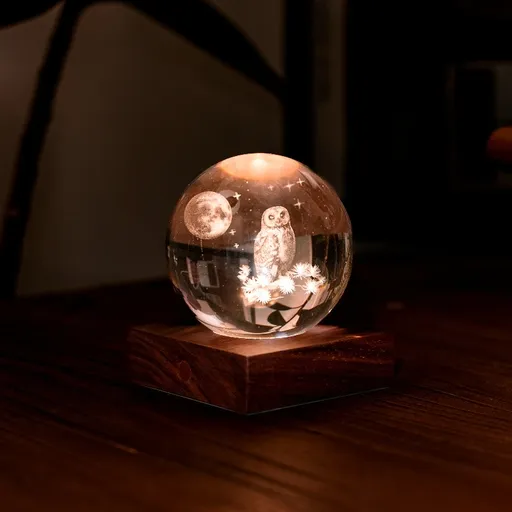 Lampă de masă cu motiv laser 3D, multe variante - Gingko Motiv: bufniţă