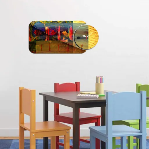 Ceas de perete, YMS-59, Dimensiune: 68 x 32 cm, Multicolor