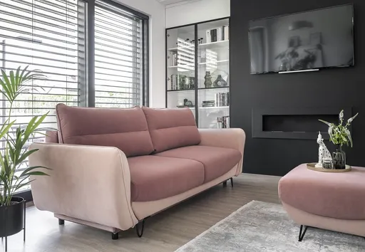 Canapea extensibila 4 locuri ELTAP, SO-SIL-24VE-61MAT, Silva, 236x95x90 cm, lemn/poliester, roz