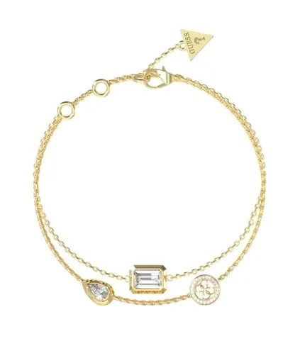 Guess Brățară dublă placată cu aur cu zirconiu cubic 4G Light JUBB05237JWYG 18.5 cm