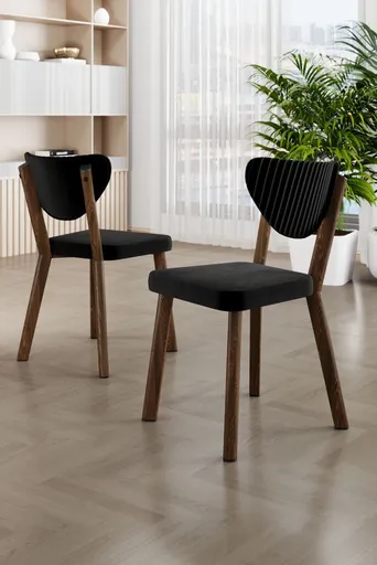 Set scaune 6 piese, Hanah Home, Arfe, Negru/Maro