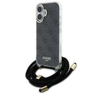 Guess Crossbody Cord 4G Print iPhone 16 hátlap tok, fekete GUHCP16SHC4SEK