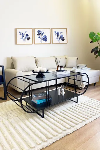 Masuta de cafea, Hanah Home, Windy, 145x47x50 cm, Negru / Fume