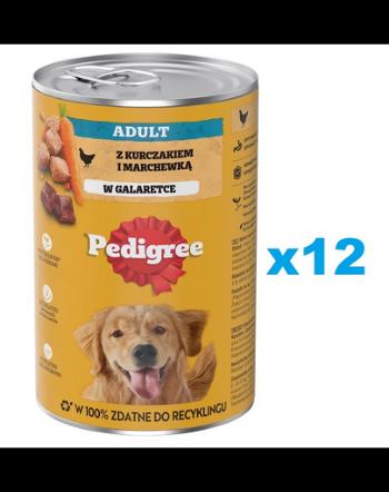 PEDIGREE Adult conserve caini adulti 12x1200g pui si morcovi in aspic