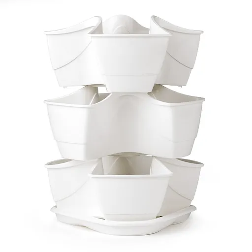 Ghiveci ierburi Coubi, 3 nivele, alb, alb