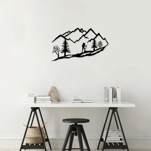 Decoratiune de perete, Mountain Climbing, 90 x 45 cm, Negru