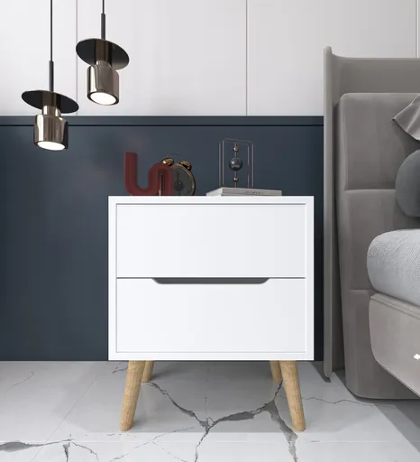 Noptiera, Hanah Home, Flora, 50x60x44 cm, PAL, Alb