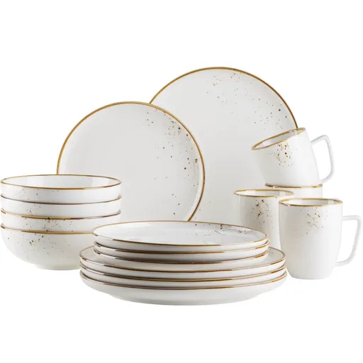 Mäser Set de 16 piese de vase Pintar White cupuncte maro, maro