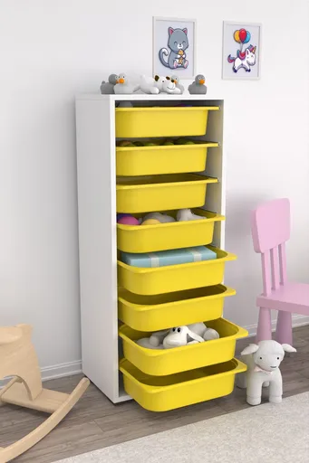 Dulap multifunctional, Hanah Home, Cara 8N, 45.5x30x109 cm, Alb / Galben