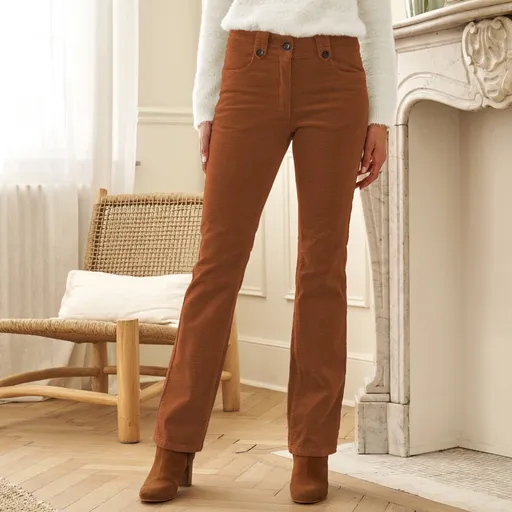 Pantaloni drepți din catifea reiată