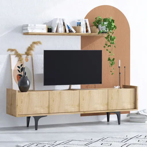 Comoda TV, Hanah Home, Cursa, 150x57x40 cm, Maro