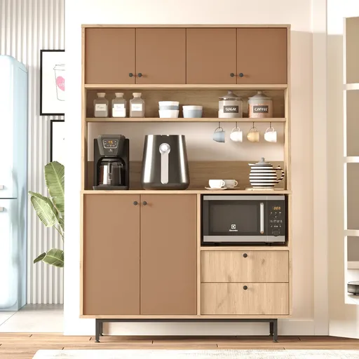 Dulap multifunctional, Hanah Home, RE5-SK, 120x180x35.5 cm, Stejar / Tigla Roșu