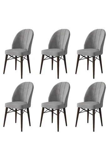 Set scaune 6 piese, Hanah Home, Ritim, Gri/Maro