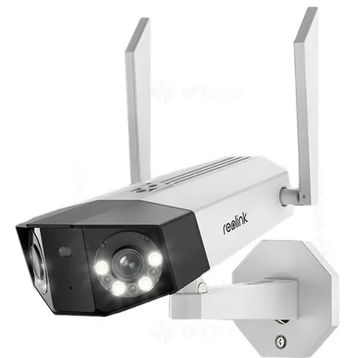 Camera supraveghere IP exterior Reolink Duo WiFi W730, 8MP, unghi vizual 180 grade, slot card, lumina alba/IR 30 m, detectie oameni/vehicule, microfon