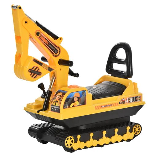 Excavator de jucarie pentru copii HOMCOM, 78x24x58,5cm, galben | Aosom Romania