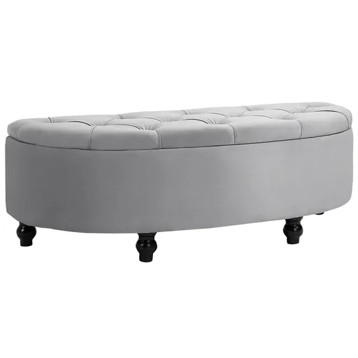 HOMCOM Bancă cu Depozitare la Piciorul Patului, Tapițată în Catifea, 120x46x42 cm, Gri | Aosom Romania