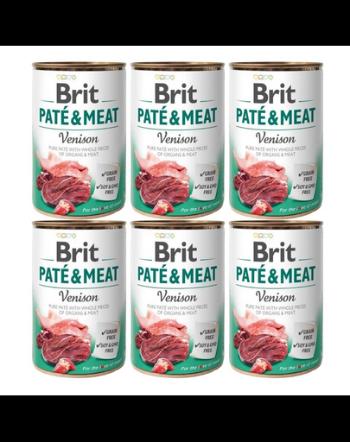 BRIT Pate&amp;Meat venison 6 x 400 g Hrana umeda caini adulti, cu vanat