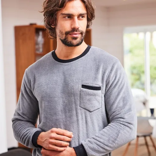 Pijamale din fleece bicolore cu mâneci lungi