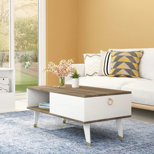 Masuta de cafea, Hanah Home, Delux, 90x42.4x45 cm, Nuc/Alb