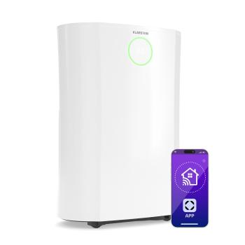 Klarstein DryFy ProConnect 16L Dezumidificator, 16 l/zi, 24 m², WiFi, Aplicație, Indicator LED, Cronometru 24 de ore